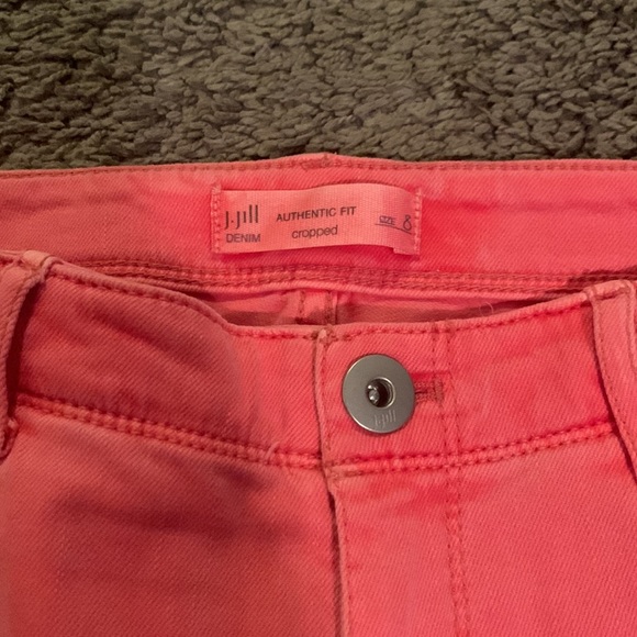 J.Jill Denim Authentic Fit Cropped Coral Pants SZ 8 - Picture 3 of 8